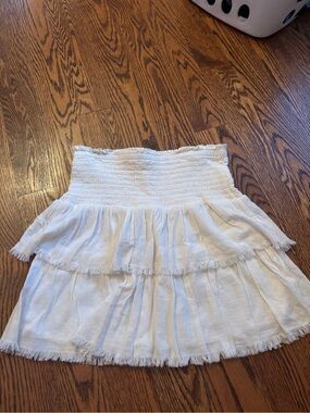 aerie White Tiered Smocked Mini Skirt